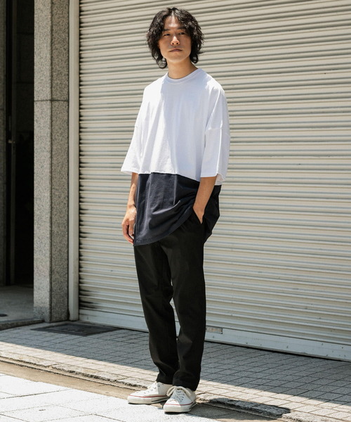 ITEMS URBANRESEARCH（アイテムズ アーバンリサーチ）の「バイカラー天竺半袖Tシャツ（Tシャツ/カットソー・メンズ・カーキ/ホワイト/ボルドー・LARGE/MEDIUM）」の4枚目の写真