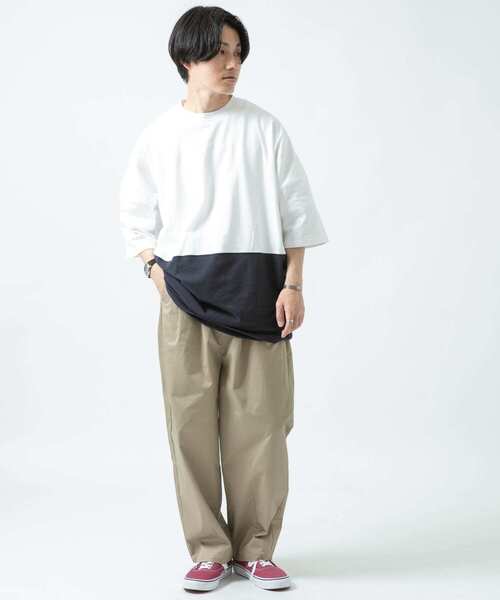 ITEMS URBANRESEARCH（アイテムズ アーバンリサーチ）の「バイカラー天竺半袖Tシャツ（Tシャツ/カットソー・メンズ・カーキ/ホワイト/ボルドー・LARGE/MEDIUM）」の6枚目の写真