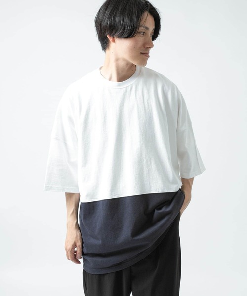 ITEMS URBANRESEARCH（アイテムズ アーバンリサーチ）の「バイカラー天竺半袖Tシャツ（Tシャツ/カットソー・メンズ・カーキ/ホワイト/ボルドー・LARGE/MEDIUM）」の8枚目の写真