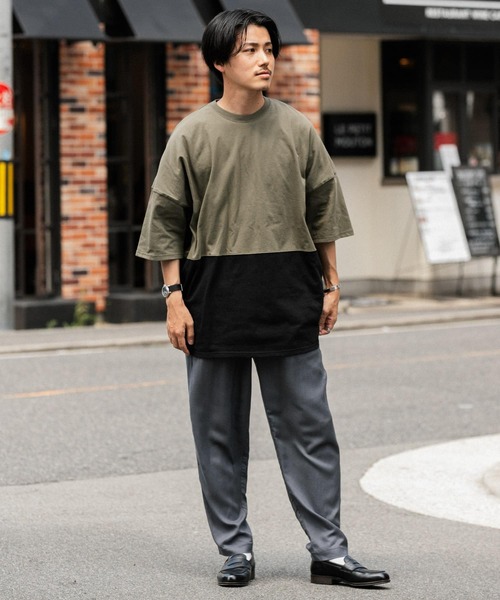 ITEMS URBANRESEARCH（アイテムズ アーバンリサーチ）の「バイカラー天竺半袖Tシャツ（Tシャツ/カットソー・メンズ・カーキ/ホワイト/ボルドー・LARGE/MEDIUM）」の5枚目の写真