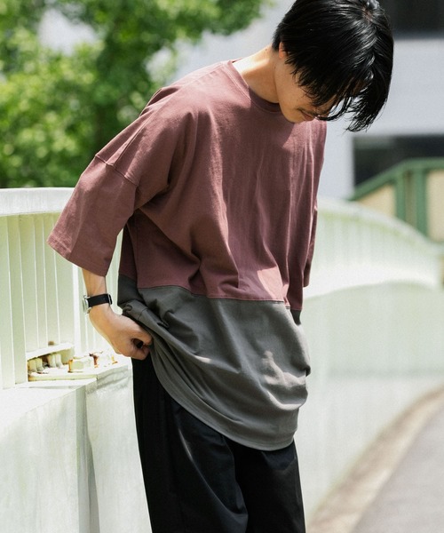 ITEMS URBANRESEARCH（アイテムズ アーバンリサーチ）の「バイカラー天竺半袖Tシャツ（Tシャツ/カットソー・メンズ・カーキ/ホワイト/ボルドー・LARGE/MEDIUM）」の21枚目の写真