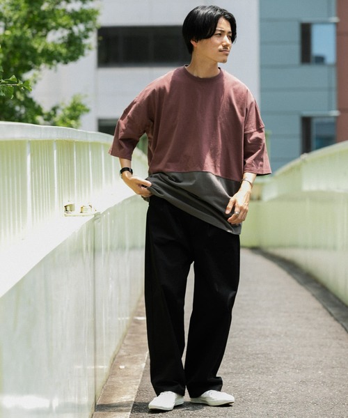 ITEMS URBANRESEARCH（アイテムズ アーバンリサーチ）の「バイカラー天竺半袖Tシャツ（Tシャツ/カットソー・メンズ・カーキ/ホワイト/ボルドー・LARGE/MEDIUM）」の22枚目の写真