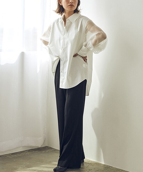 CREDONA（クレドナ）の「シアースリーブSH（シャツ/ブラウス・レディース・ホワイト/ブラック・FREE）」の14枚目の写真