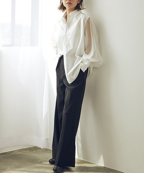 CREDONA（クレドナ）の「シアースリーブSH（シャツ/ブラウス・レディース・ホワイト/ブラック・FREE）」の8枚目の写真