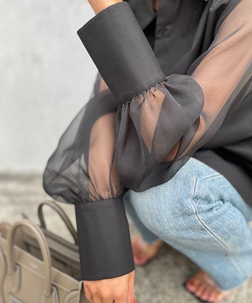 CREDONA（クレドナ）の「シアースリーブSH（シャツ/ブラウス・レディース・ホワイト/ブラック・FREE）」の22枚目の写真