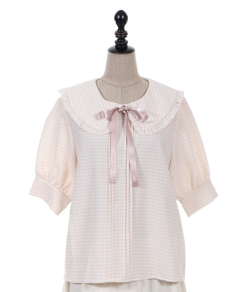 axes femme POETIQUE（アクシーズファムポエティック）の「ギンガムチェックフリルＢＬ（シャツ/ブラウス・レディース・サックスブルー/ピンク/ブラック・MEDIUM）」の14枚目の写真
