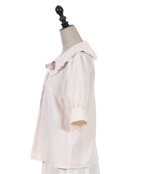 axes femme POETIQUE（アクシーズファムポエティック）の「ギンガムチェックフリルＢＬ（シャツ/ブラウス・レディース・サックスブルー/ピンク/ブラック・MEDIUM）」の13枚目の写真