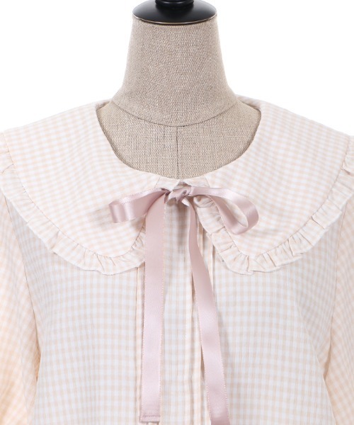 axes femme POETIQUE（アクシーズファムポエティック）の「ギンガムチェックフリルＢＬ（シャツ/ブラウス・レディース・サックスブルー/ピンク/ブラック・MEDIUM）」の8枚目の写真