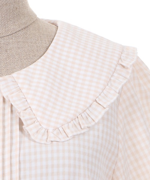 axes femme POETIQUE（アクシーズファムポエティック）の「ギンガムチェックフリルＢＬ（シャツ/ブラウス・レディース・サックスブルー/ピンク/ブラック・MEDIUM）」の7枚目の写真