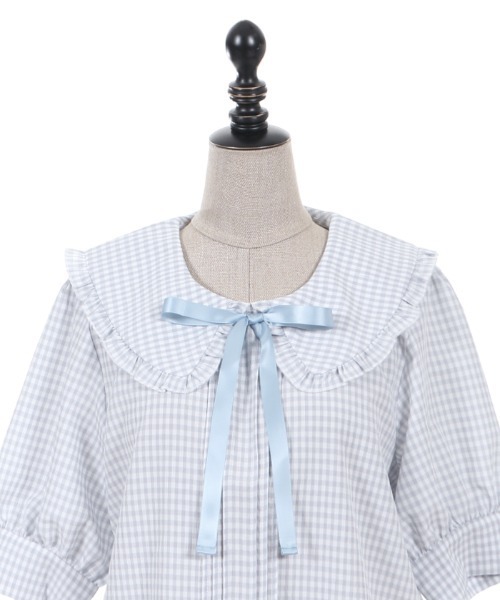 axes femme POETIQUE（アクシーズファムポエティック）の「ギンガムチェックフリルＢＬ（シャツ/ブラウス・レディース・サックスブルー/ピンク/ブラック・MEDIUM）」の22枚目の写真