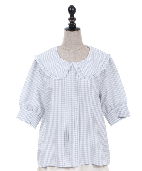 axes femme POETIQUE（アクシーズファムポエティック）の「ギンガムチェックフリルＢＬ（シャツ/ブラウス・レディース・サックスブルー/ピンク/ブラック・MEDIUM）」の20枚目の写真