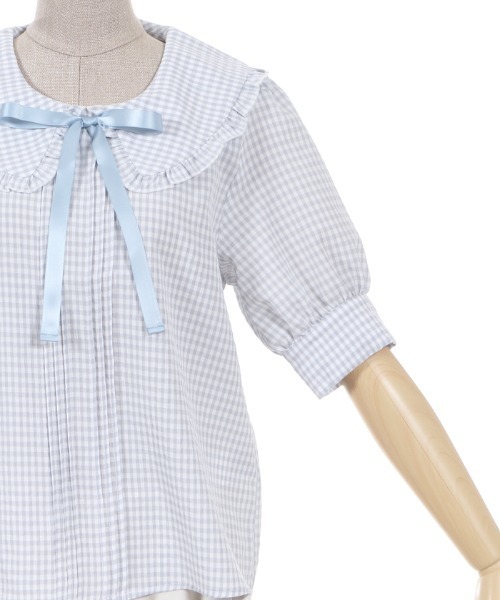 axes femme POETIQUE（アクシーズファムポエティック）の「ギンガムチェックフリルＢＬ（シャツ/ブラウス・レディース・サックスブルー/ピンク/ブラック・MEDIUM）」の15枚目の写真