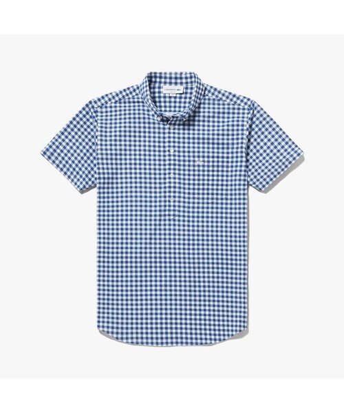 LACOSTE（ラコステ）の「ギンガムチェック半袖ビジネスシャツ（シャツ/ブラウス・メンズ・ブラック/ネイビー/ダークベージュ・2/4/6/3/5）」の8枚目の写真