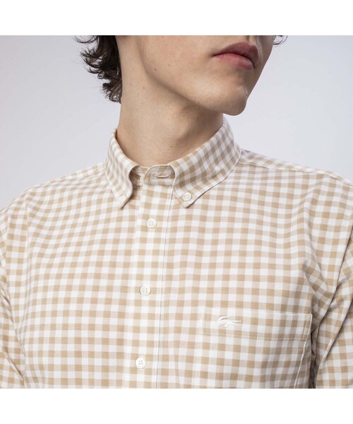 LACOSTE（ラコステ）の「ギンガムチェック半袖ビジネスシャツ（シャツ/ブラウス・メンズ・ブラック/ネイビー/ダークベージュ・2/4/6/3/5）」の12枚目の写真