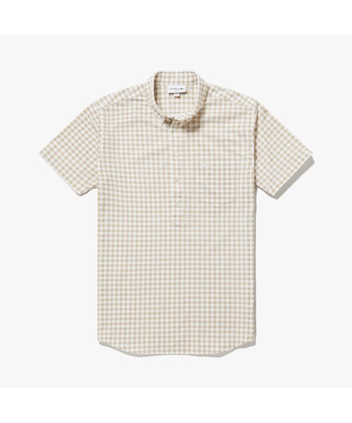 LACOSTE（ラコステ）の「ギンガムチェック半袖ビジネスシャツ（シャツ/ブラウス・メンズ・ブラック/ネイビー/ダークベージュ・2/4/6/3/5）」の5枚目の写真