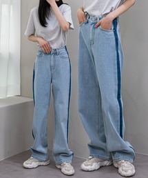 サイドラインポイントデニムパンツ