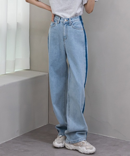 UNE MANSION(ユヌマンション)の「サイドラインポイントデニムパンツ(デニムパンツ・レディース・ブルー・SMALL/MEDIUM/LARGE)」の8枚目の写真