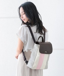 Clelia | マルチカラーキャンバス×合成皮革フラップリュックサック(バックパック/リュック)