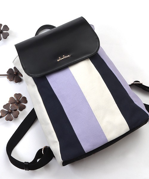 Clelia（クレリア）の「マルチカラーキャンバス×合成皮革フラップリュックサック（バックパック/リュック・レディース・パープル系その他/グレー系その他/ラベンダー/ピンク系その他/ブラウン系その他・ONE SIZE）」の10枚目の写真