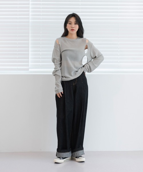 UNE MANSION（ユヌマンション）の「ユニークスリーホールニット（Tシャツ/カットソー・レディース・ホワイト/ブラック/グレー・FREE）」の15枚目の写真