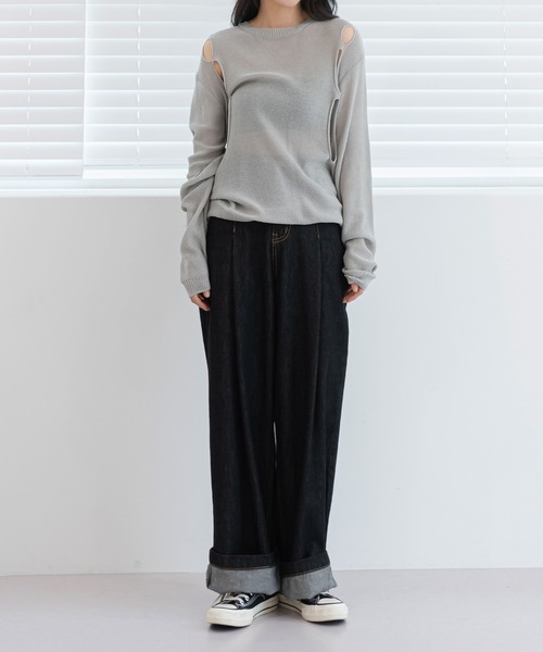 UNE MANSION（ユヌマンション）の「ユニークスリーホールニット（Tシャツ/カットソー・レディース・ホワイト/ブラック/グレー・FREE）」の16枚目の写真