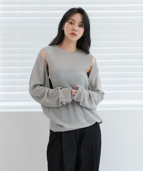 UNE MANSION（ユヌマンション）の「ユニークスリーホールニット（Tシャツ/カットソー・レディース・ホワイト/ブラック/グレー・FREE）」の18枚目の写真