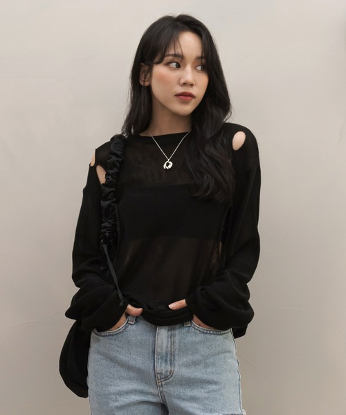 UNE MANSION（ユヌマンション）の「ユニークスリーホールニット（Tシャツ/カットソー・レディース・ホワイト/ブラック/グレー・FREE）」の21枚目の写真