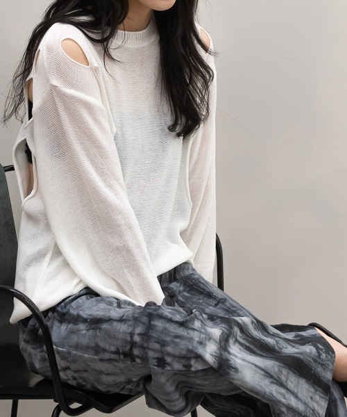 UNE MANSION（ユヌマンション）の「ユニークスリーホールニット（Tシャツ/カットソー・レディース・ホワイト/ブラック/グレー・FREE）」の12枚目の写真