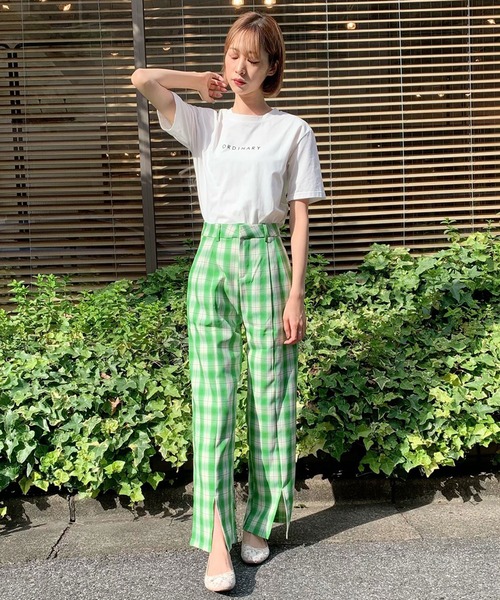 titty＆Co. PETIT（ティティアンドコープティ）の「【titty&Co.PETIT】チェックスリットスラックス（スラックス・レディース・グリーン/ライトブルー・SMALL/MEDIUM）」の3枚目の写真