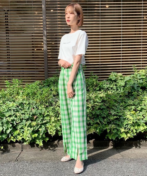 titty＆Co. PETIT（ティティアンドコープティ）の「【titty&Co.PETIT】チェックスリットスラックス（スラックス・レディース・グリーン/ライトブルー・SMALL/MEDIUM）」の4枚目の写真