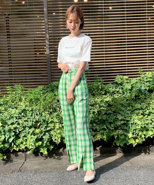 titty＆Co. PETIT（ティティアンドコープティ）の「【titty&Co.PETIT】チェックスリットスラックス（スラックス・レディース・グリーン/ライトブルー・SMALL/MEDIUM）」の5枚目の写真