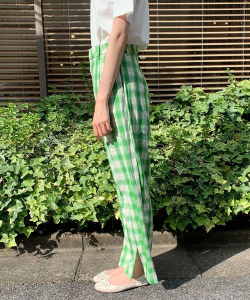 titty＆Co. PETIT（ティティアンドコープティ）の「【titty&Co.PETIT】チェックスリットスラックス（スラックス・レディース・グリーン/ライトブルー・SMALL/MEDIUM）」の6枚目の写真