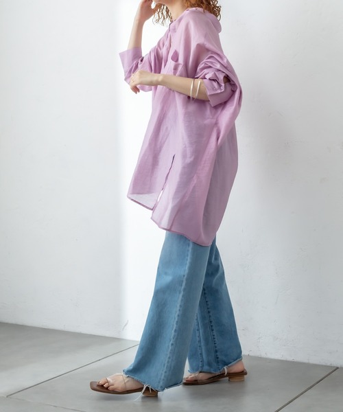 mystic(ミスティック)の「シアードルマンシャツ(シャツ/ブラウス・レディース・オフホワイト/ピンク/ブルー/ベージュ/ブラウン・FREE)」の11枚目の写真