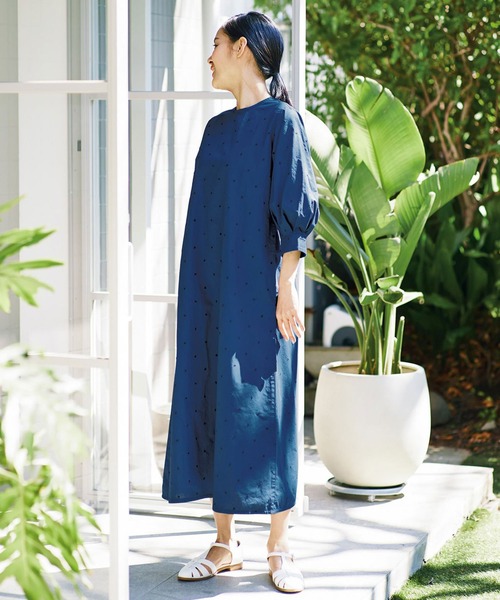 サニークラウズ 刺しゅうの水玉ワンピース〈レディース〉（ワンピース