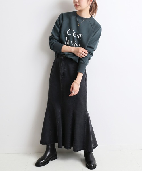 SLOBE IENA（スローブイエナ）の「LE DENIM × MARITAS ヘムフレアスカート【洗濯機使用可能】◆（デニムスカート・レディース・グレー/ネイビー・36/38/40）」の5枚目の写真