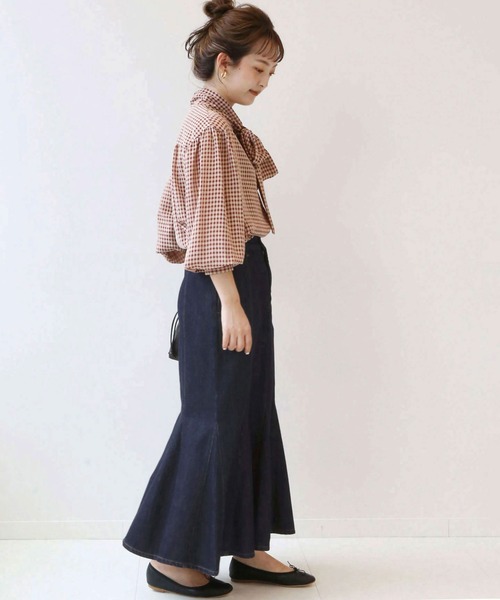 SLOBE IENA（スローブイエナ）の「LE DENIM × MARITAS ヘムフレアスカート【洗濯機使用可能】◆（デニムスカート・レディース・グレー/ネイビー・36/38/40）」の14枚目の写真