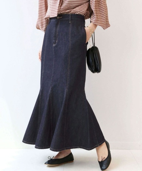 SLOBE IENA（スローブイエナ）の「LE DENIM × MARITAS ヘムフレアスカート【洗濯機使用可能】◆（デニムスカート・レディース・グレー/ネイビー・36/38/40）」の6枚目の写真