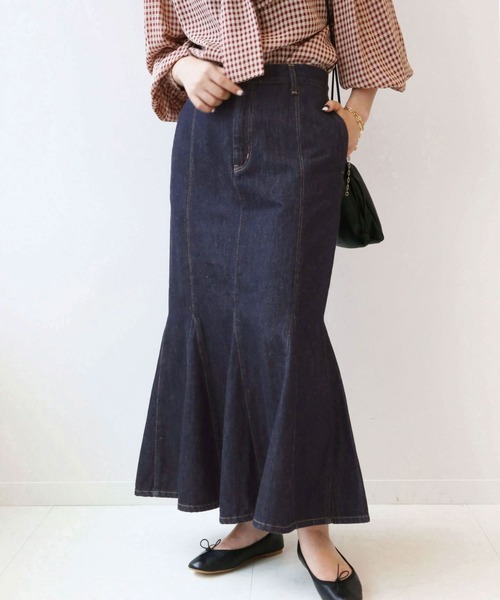 SLOBE IENA（スローブイエナ）の「LE DENIM × MARITAS ヘムフレアスカート【洗濯機使用可能】◆（デニムスカート・レディース・グレー/ネイビー・36/38/40）」の10枚目の写真