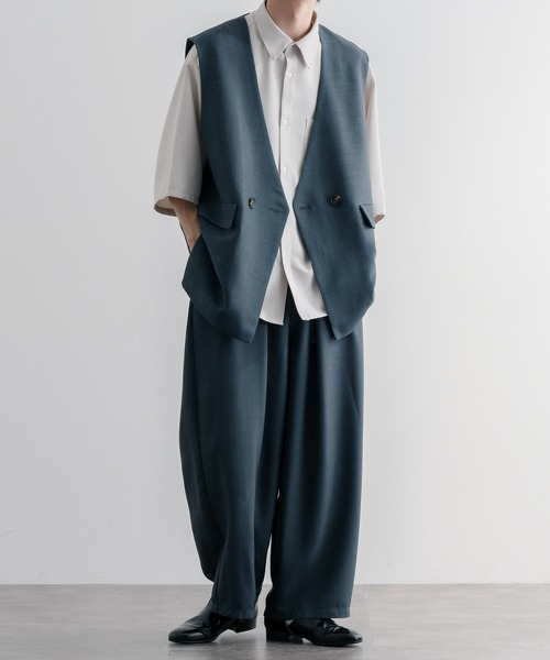 epnok（エプノック）の「ハイウエストタックワイドパンツ（スラックス・メンズ・ブラウン/グレイッシュブルー/ナチュラル・SMALL/MEDIUM/LARGE）」の14枚目の写真