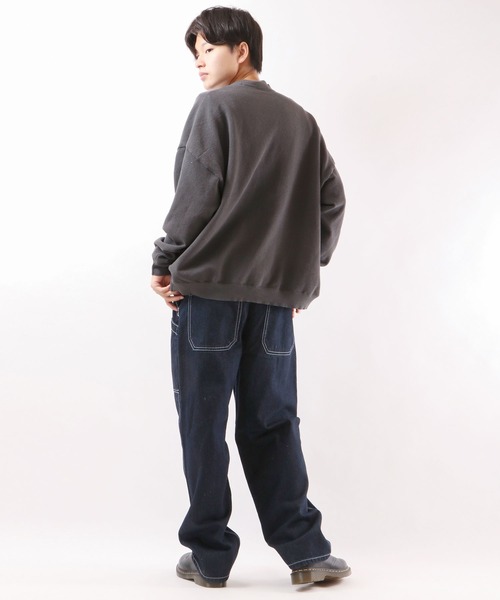 FREE GATE(フリーゲート)の「FREE GATE スラブデニム フロントジップ ワイドシルエット オーバーオール サロペット(サロペット/オーバーオール・メンズ・ネイビー/ブルー/ストライプ・SS/S/M/XL/L)」の21枚目の写真