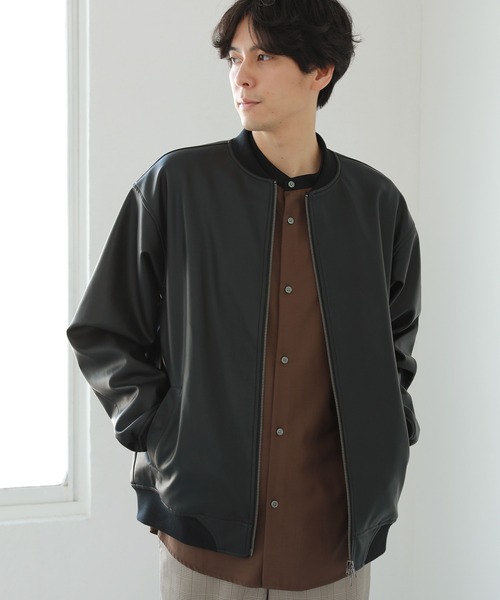 LAKOLE(ラコレ)の「フェイクレザーリブブルゾン / 228848(ブルゾン・メンズ・ブラック・MEDIUM/LARGE)」の1枚目の写真