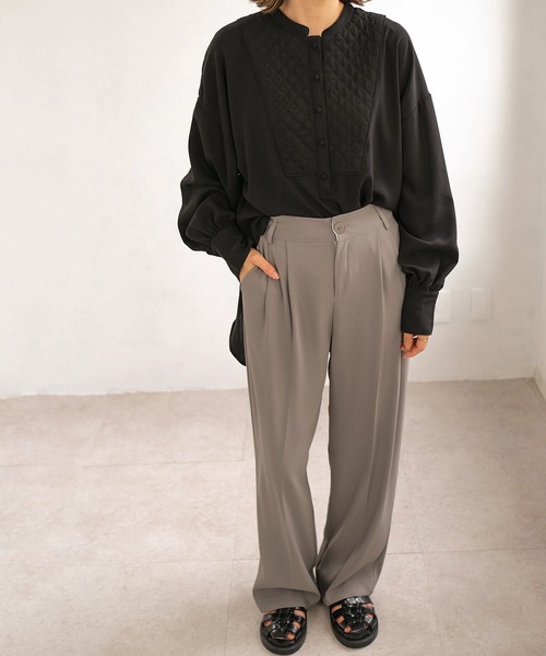 ＡＮＤＪ（アンドジェイ）の「キルティングヨークバンドカラーブザムブラウス（シャツ/ブラウス・レディース・ブラック/オフホワイト・M）」の22枚目の写真