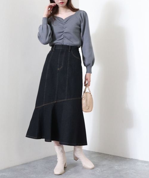 archives（アルシーヴ）の「フロントギャザーニットプルオーバー（ニット/セーター・レディース・オフホワイト/ブルー/グレイッシュベージュ/ブラック/グリーン・MEDIUM）」の12枚目の写真