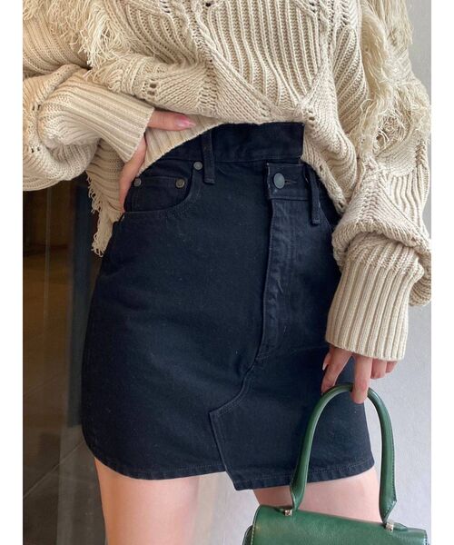 EMODA（エモダ）の「スウィッチングデニムスカート（スカート・レディース・グレー/ブラック・MEDIUM/SMALL）」の3枚目の写真