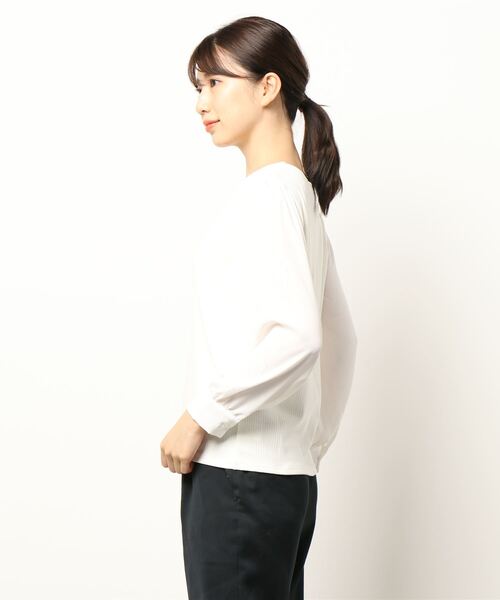 m.f.editorial(エムエフエディトリアル)の「エムエフエディトリアルレディース/m.f.editorial:Women テレコレース ドッキング長袖プルオーバー(Tシャツ/カットソー・レディース・ベージュ/ホワイト・LARGE/MEDIUM)」の4枚目の写真