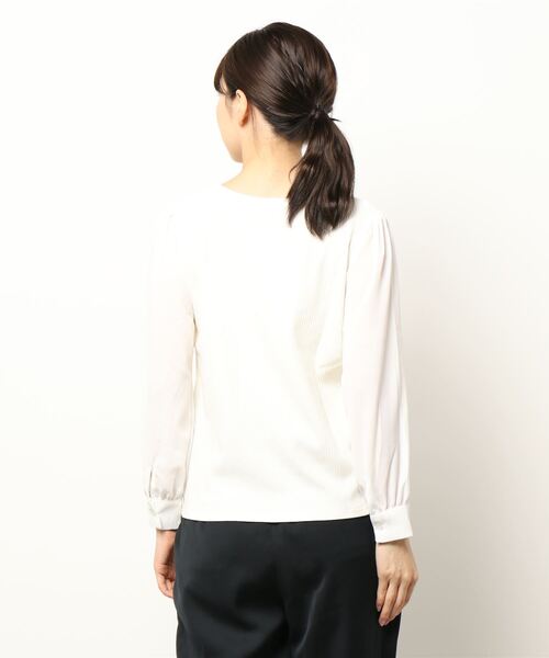 m.f.editorial(エムエフエディトリアル)の「エムエフエディトリアルレディース/m.f.editorial:Women テレコレース ドッキング長袖プルオーバー(Tシャツ/カットソー・レディース・ベージュ/ホワイト・LARGE/MEDIUM)」の3枚目の写真