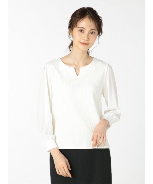 m.f.editorial(エムエフエディトリアル)の「エムエフエディトリアルレディース/m.f.editorial:Women テレコレース ドッキング長袖プルオーバー(Tシャツ/カットソー・レディース・ベージュ/ホワイト・LARGE/MEDIUM)」の2枚目の写真