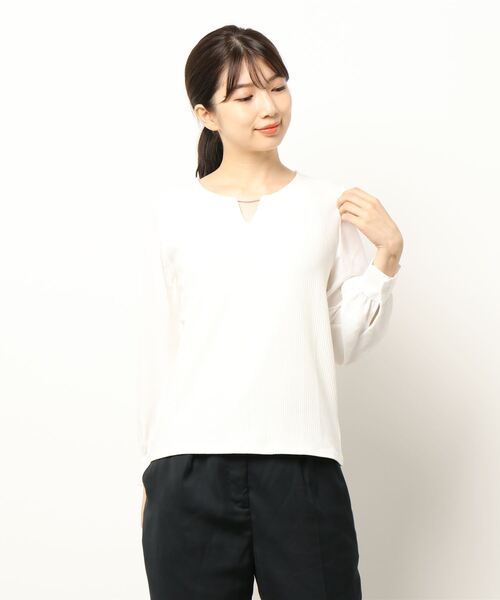 m.f.editorial(エムエフエディトリアル)の「エムエフエディトリアルレディース/m.f.editorial:Women テレコレース ドッキング長袖プルオーバー(Tシャツ/カットソー・レディース・ベージュ/ホワイト・LARGE/MEDIUM)」の5枚目の写真