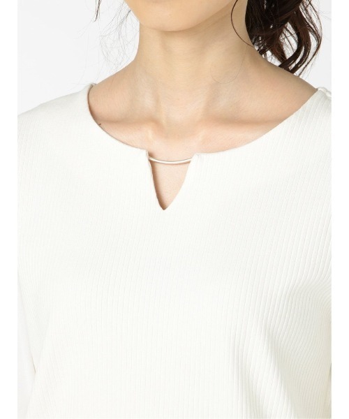 m.f.editorial(エムエフエディトリアル)の「エムエフエディトリアルレディース/m.f.editorial:Women テレコレース ドッキング長袖プルオーバー(Tシャツ/カットソー・レディース・ベージュ/ホワイト・LARGE/MEDIUM)」の7枚目の写真