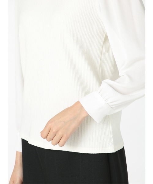 m.f.editorial(エムエフエディトリアル)の「エムエフエディトリアルレディース/m.f.editorial:Women テレコレース ドッキング長袖プルオーバー(Tシャツ/カットソー・レディース・ベージュ/ホワイト・LARGE/MEDIUM)」の9枚目の写真